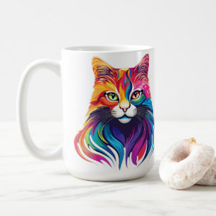 Mug Cat Maine Portrait Coon Couleurs arc-en-ciel