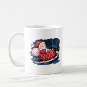 Mug Cat Père Noël à Père Noël Sleigh Livrant des cadea