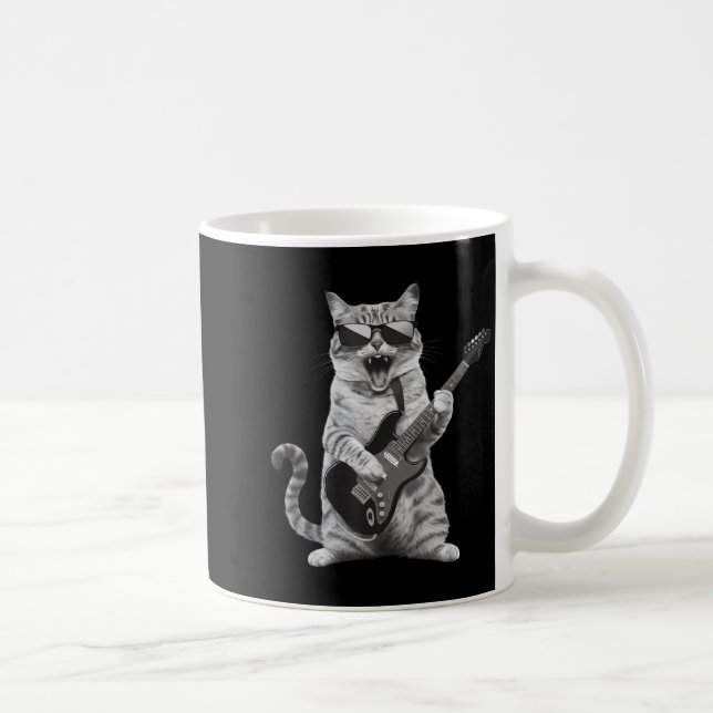 Mug Cat Playing Guitar Rock Star Rock And Roll Men Wom (Droite)