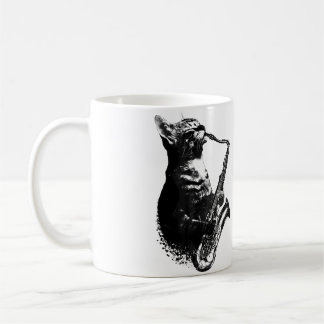 Mug Cat Playing Saxophone Funny Cat Jazz Sax Music Sax