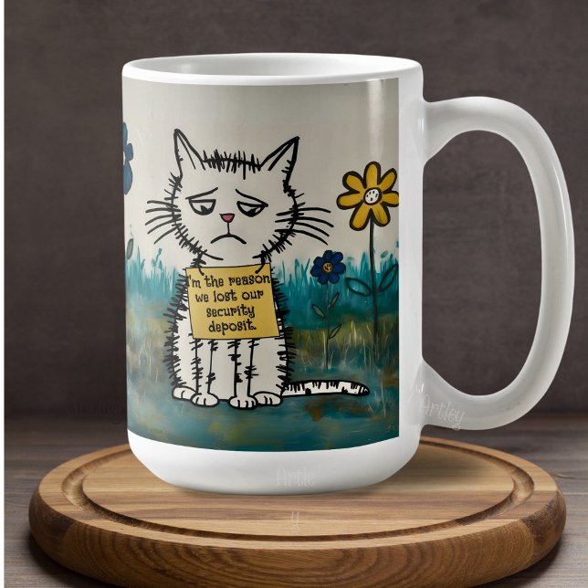 Mug Cat Shame Sign Drôle Phrase Cute Cartoon (Créateur téléchargé)