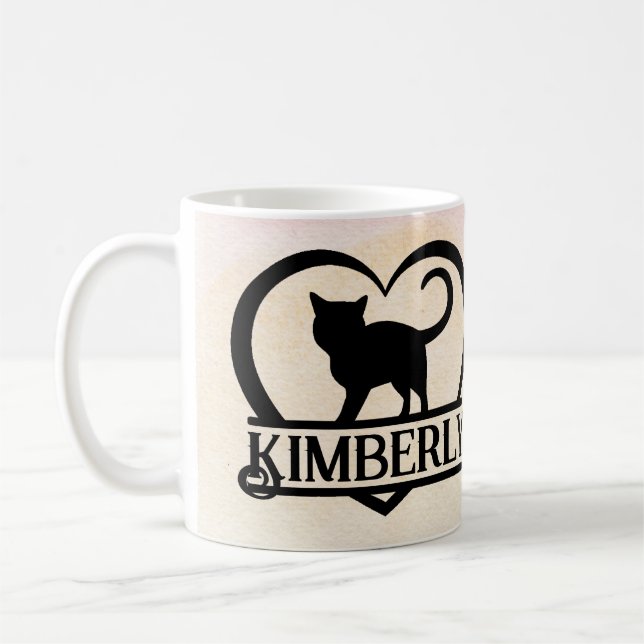 Mug Cat Silhouette Heart Split Monogram Sunset (Gauche)