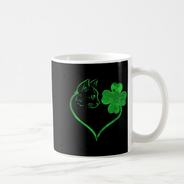 Mug Cat Silhouette Shamrock St Patricks Day Kitten Lov (Droite)