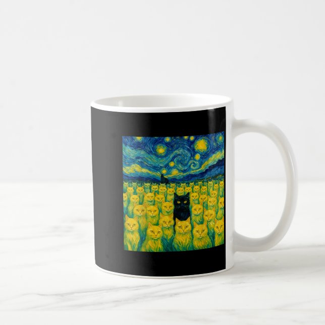 Mug Cat Starry Night Van Gogh Cat For Cat Lover  (Droite)