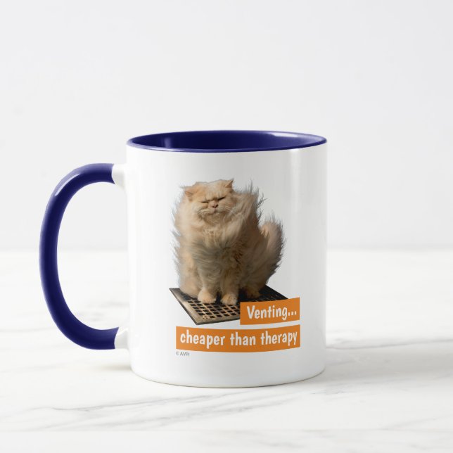 Mug Cat sur Gris (Gauche)