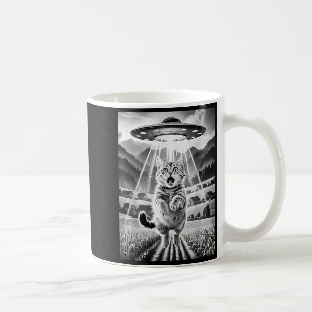 Mug Cat Ufo Alien Abduction Funny Graphic Tees Men Wom (Droite)