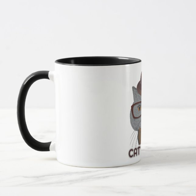Mug Cat Vibes – Cool Grey Cat  (Gauche)