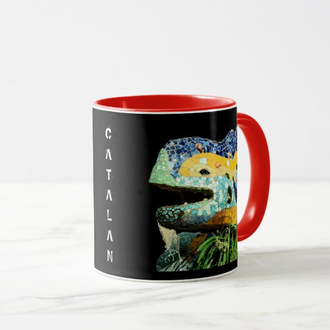Mug Catalan - Barcelone, Gaudi - Lizard, Espagne (Devant droit)