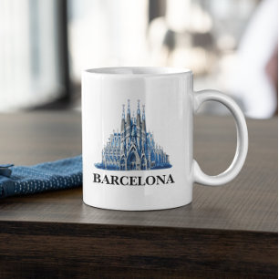 Mug Cathédrale de Barcelone Espagne de style vintage 