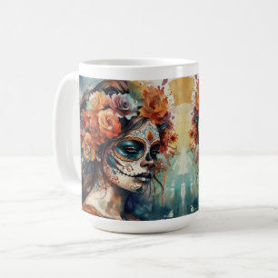 Mug Catrina aquarelle Dia de los Muertos Crâne de Sucr