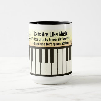 Mug Cats Are Like Music - Piano Keyboard Staff & Cats 