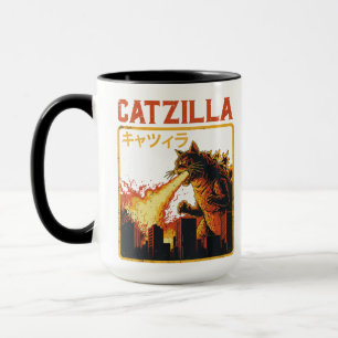 Mug Catzilla Monstre Féminin Chat Drôle Parodie Japona