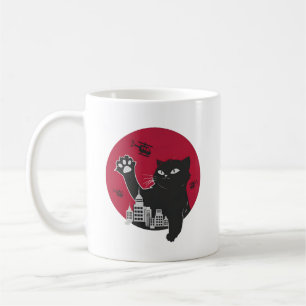 Mug Catzilla - Parodie de chat noir géant avec la vill