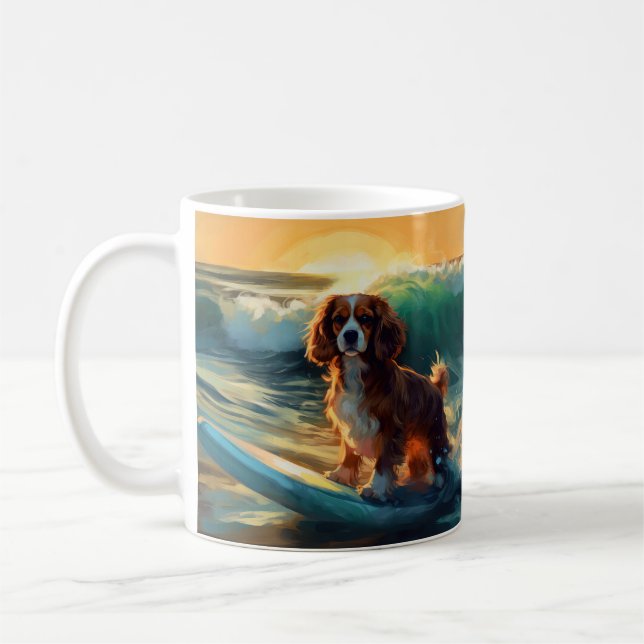 Mug Cavalier King Beach Surf Peinture (Gauche)