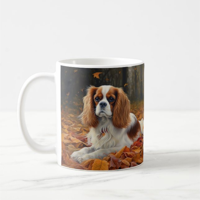 Mug Cavalier King en automne Feuilles automne Inspirat (Gauche)