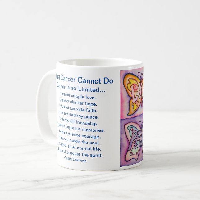 Mug Ce que le cancer ne peut pas faire Poem Papillons  (Devant gauche)