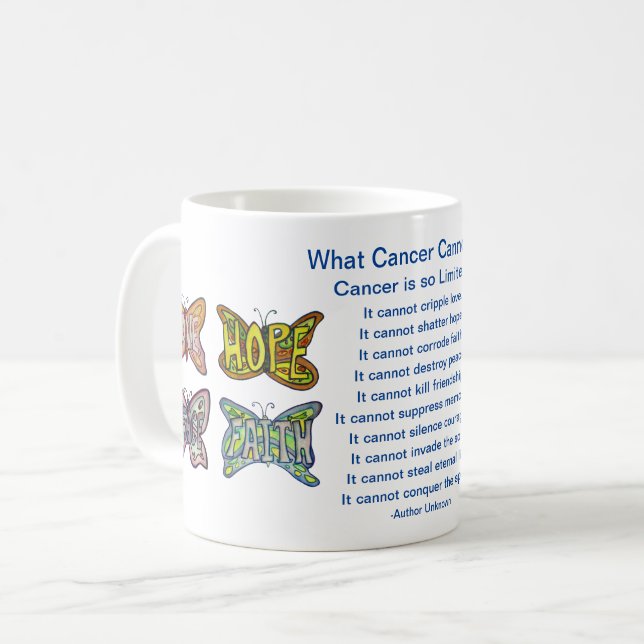 Mug Ce que le cancer ne peut pas faire Poème Papillon  (Devant gauche)