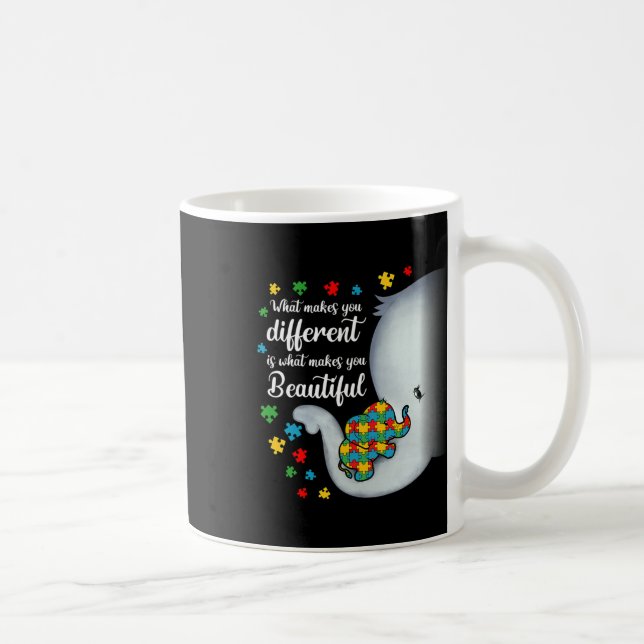 Mug Ce qui vous rend différents éléphants Autisme Mama (Droite)
