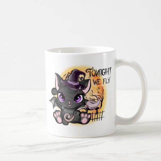Mug Ce soir, nous volons - Chat Sorcière Noire (Droite)