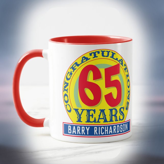 Mug Célébration de 65 ans avec nom (Créateur téléchargé)