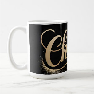 Mug Célébration de luxe : Écriture élégante en or