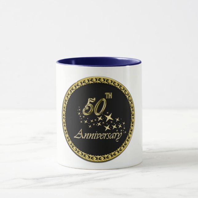 Mug Célébration d'or et d'anniversaire de noir (Centre)