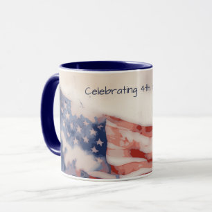 Mug Célébration du 4 juillet - Drapeau américain à l'a
