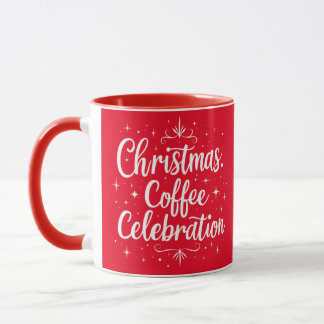 Mug Célébration du café de Noël Élégant Script blanc