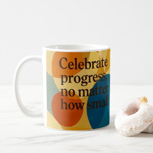 Mug Celebration motivational quote AI art  (Avec donut)
