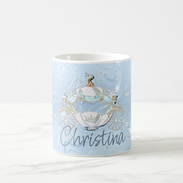 Mug Cendrillon Fairy Tale Carriage sur Blue & Silver (Centre)