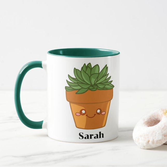 Mug Centre de table pot de plantes succulentes vert Co (Avec donut)