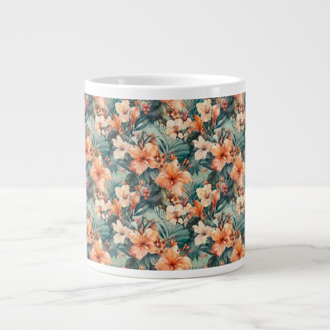 Mug céramique géant avec impression de fleurs d'hi (Devant)