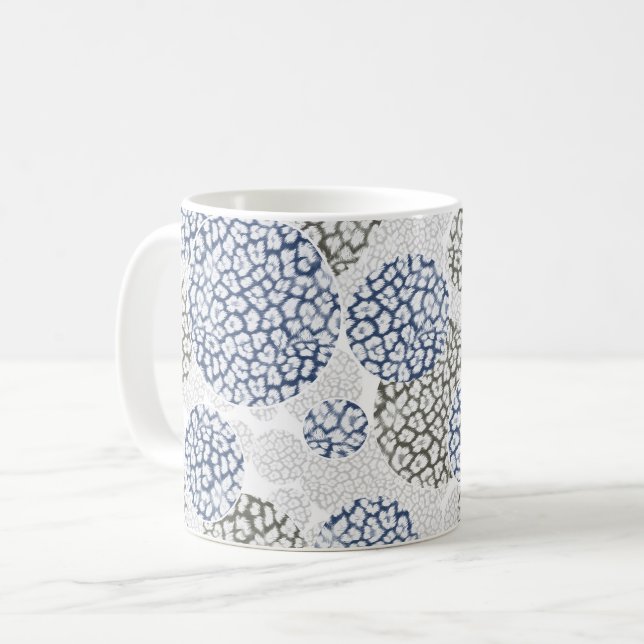 Mug Cercles avec imprimé léopard gris et bleu (Devant gauche)