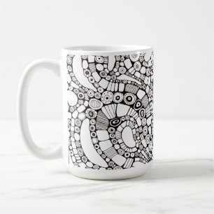 Mug Cercles Carrés Ondulés Abstraits Dessin Au Trait