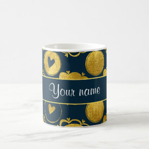 Mug Cercles chics d'or de coeurs de marine