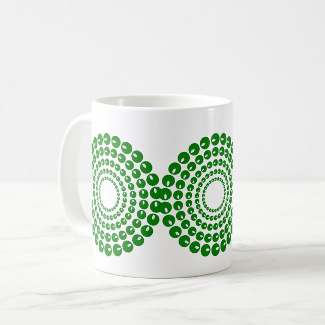 Mug - Cercles concentrés en perles vertes (Devant gauche)