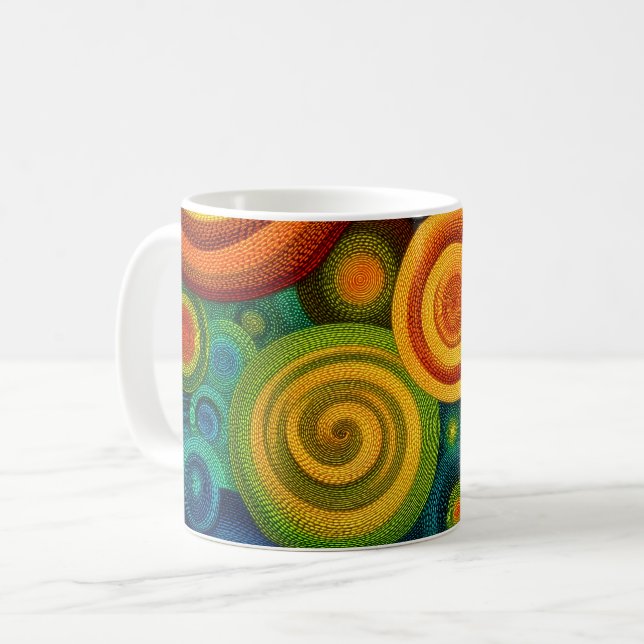 Mug Cercles concentriques abstraits en multicolore vib (Devant gauche)