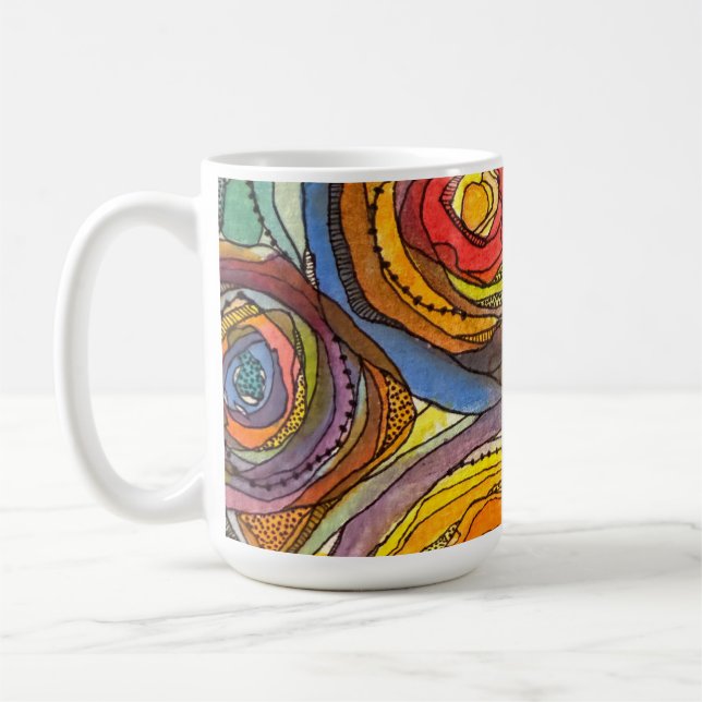 Mug Cercles de couleur arc-en-ciel presque en aquarell (Gauche)