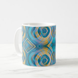 Mug Cercles et diamants Batik Turquoise et Jaune