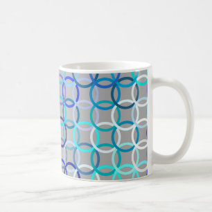 Mug Cercles modernes du milieu du siècle, gris, bleu e