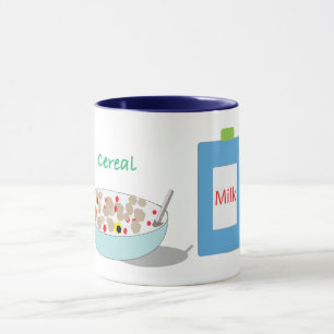 Mug céréales et lait mignon bougie caricaturale
