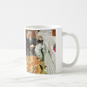 Mug Cérémonie de mariage vintage avec mariée et marié