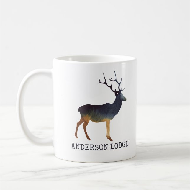 Mug Cerf, aquarelle avec texte (Gauche)