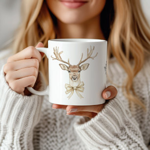 Mug Cerf avec Noël à ruban