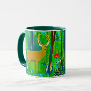 Mug Cerf dans un cadre forestier d'Imaginaire
