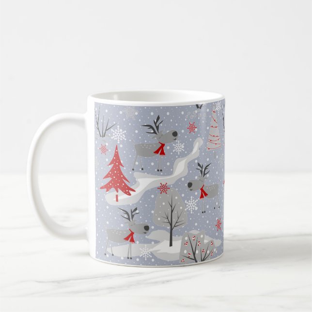 Mug Cerf de Noël dans la forêt. (Gauche)