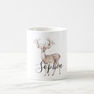 Mug Cerf Fleurs Roses