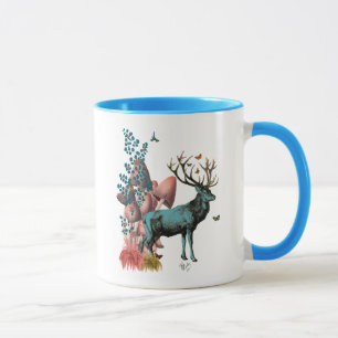 Mug Cerf Turquoise en Forêt de Champignons