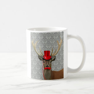 Mug Cerfs communs avec Red Hat et la moustache