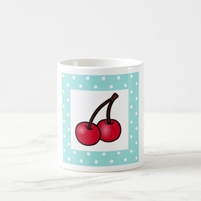 Mug Cerises à points Aqua Retro (Centre)